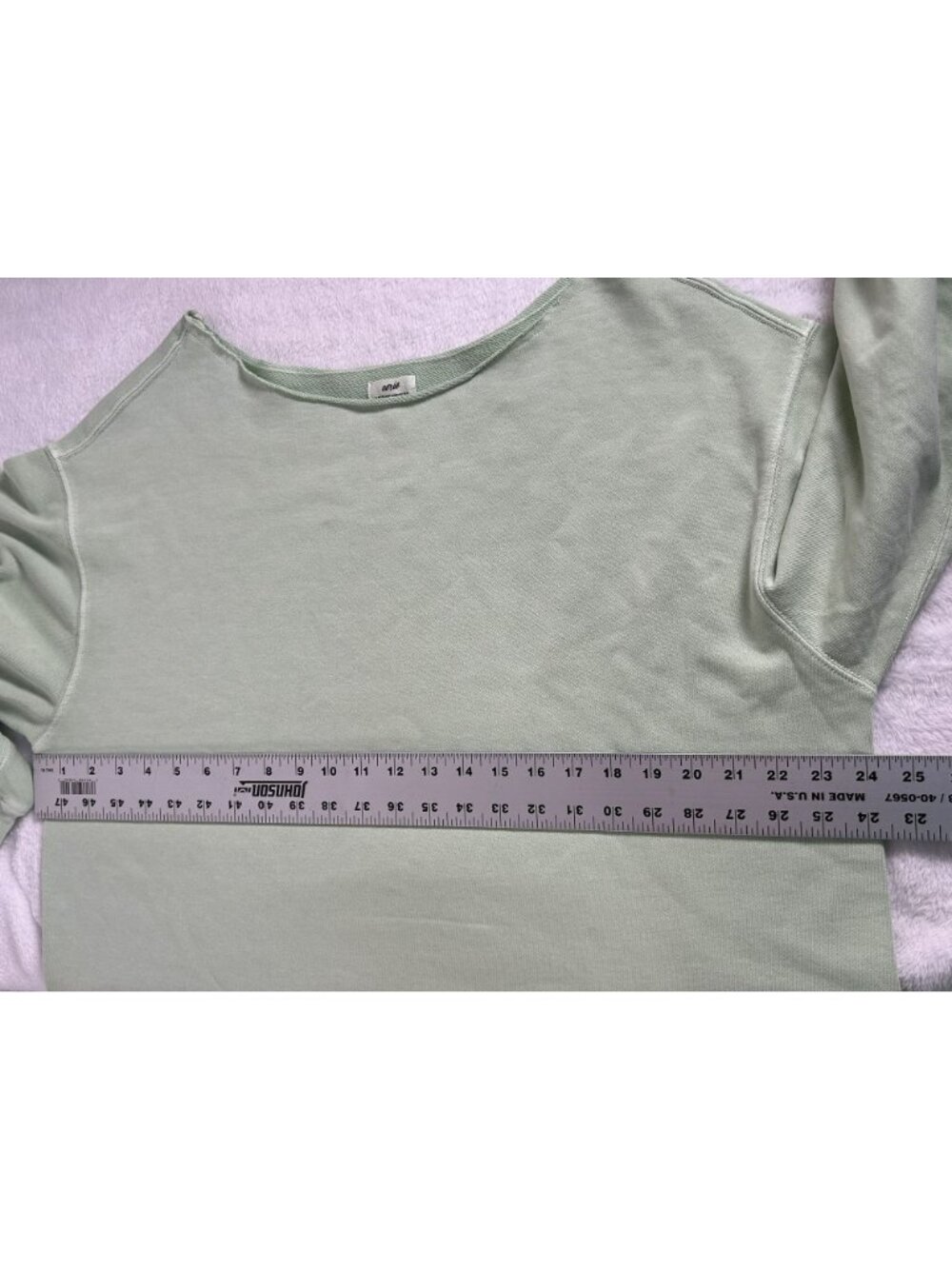 Aerie Cozy Forever Sweatshirt Womens Medium Mint Green Boatneck Drop Shoulder - Picture 7 of 8
